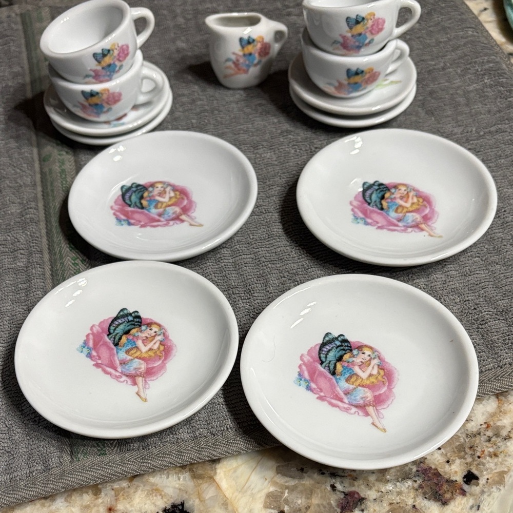 Marbit -13 Piece -Fairy Themed Porcelain Miniature Tea Set